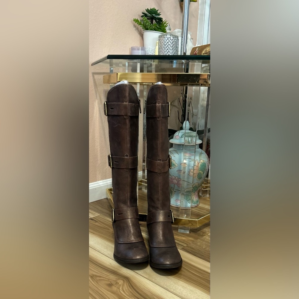 *Rare* Donald J. Pliner Dax Brown Metallic Leather Boots Size 9.5